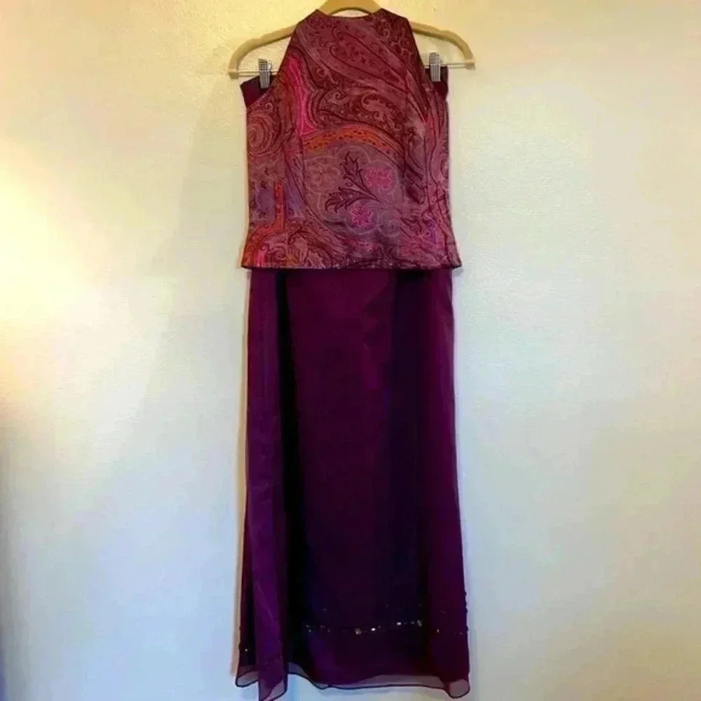 Ann Taylor Maxi Dress in Purple and Pink Paisley